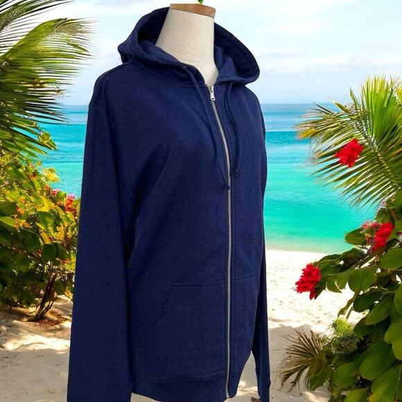 Hill House NWT Teddy Zip Up Hoodie Sweatshirt Jacket Navy Blue Size Medium - Picture 5 of 7